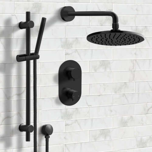 Matte Black Thermostatic Shower System with Handheld, Rain Shower Head, Shower Faucet Set Matte Black Thermostatic Shower System with Handheld, Rain Shower Head, Shower Faucet Set Remer SFR41